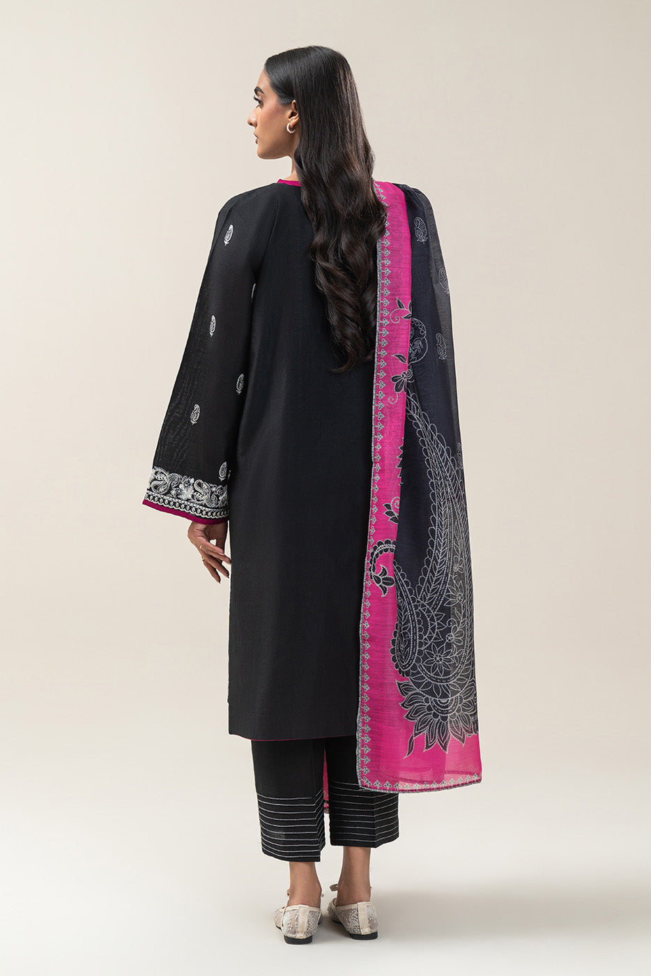 3 PIECE EMBROIDERED TWO TONE SUIT (PRET)