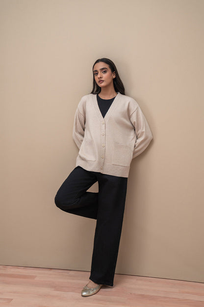 V-NECK LOOSE FIT CARDIGAN